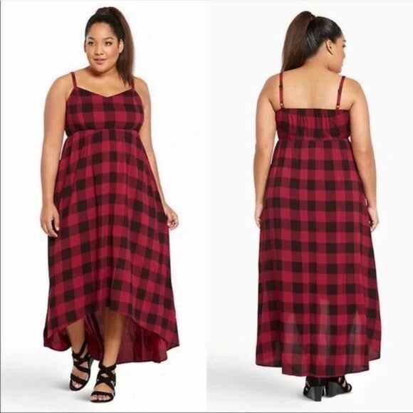 Torrid Plaid Hi Low Maxi Dress - Picture 1 of 4